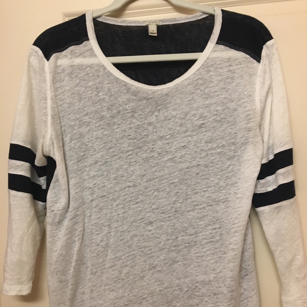 J. Crew navy and white 3/4 length shirt